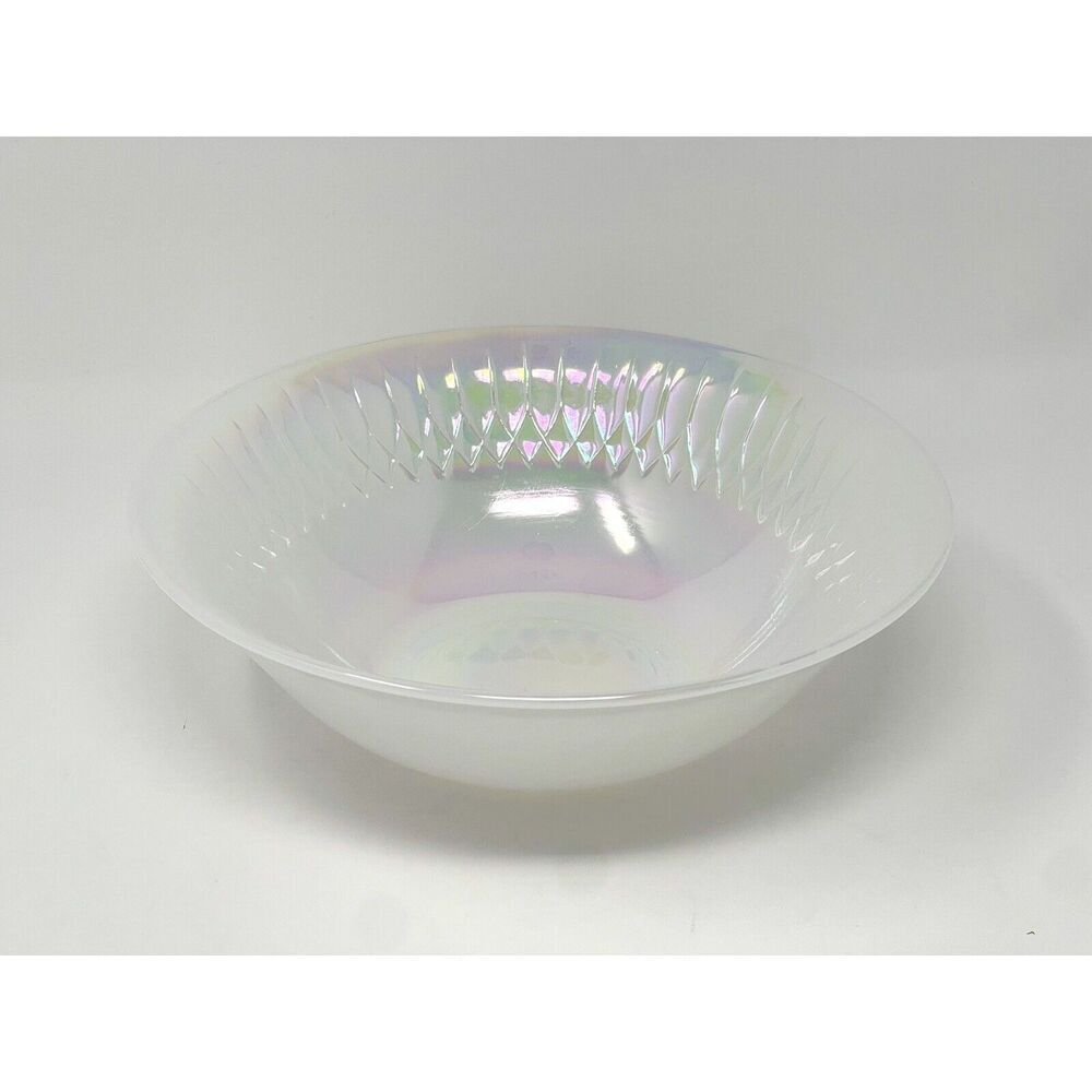 VTG Federal Milk Glass Serving Bowl Opalescent Iridescent Moonglow Aurora 8.5”